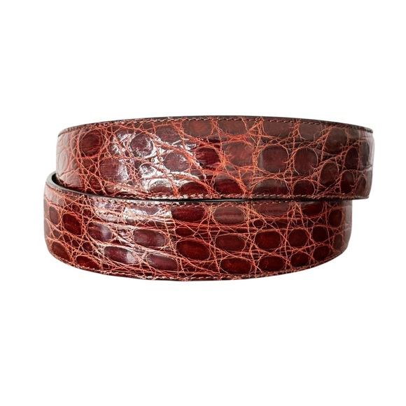 Negri Firenze Men's Cognac Brown Alligator Dress Belt Italian Size 95/110 - Picture 2 of 11